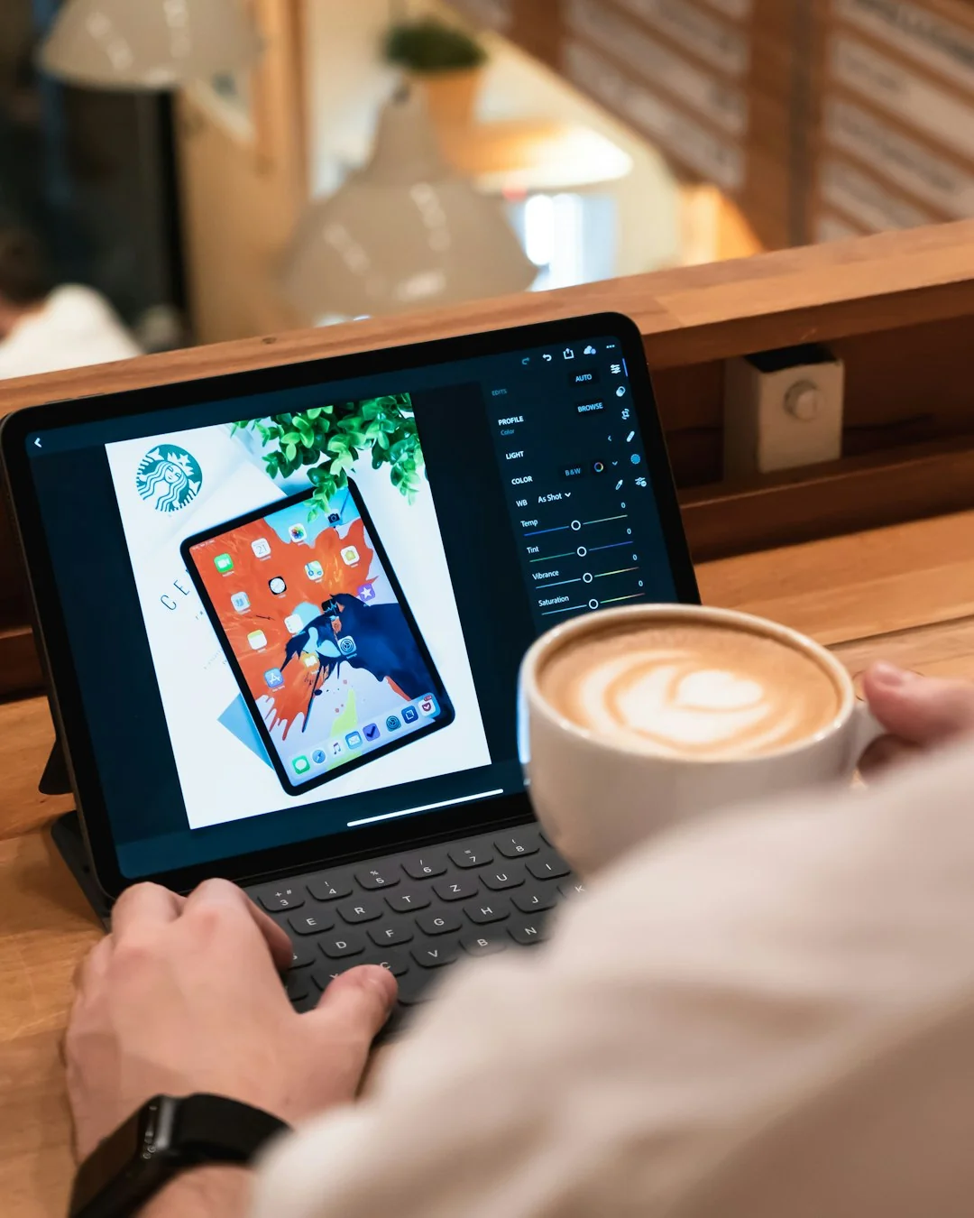 Vue rapprochée de mains utilisant une application boursière sur smartphone, avec carnet et crayon posés sur un bureau.